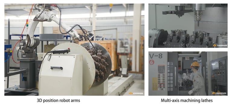 Everpads' advanced 3d robotic welding arms, CNC multi-axis lathes
